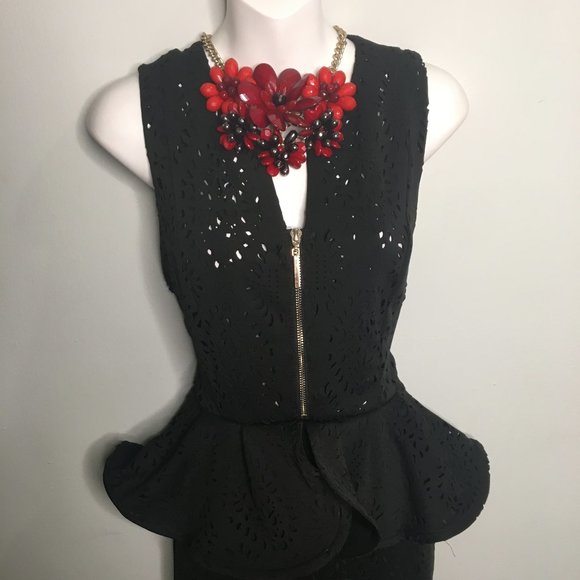 Boutique - Black Peplum Cocktail Dress - Item#92 - Picture 4 of 11